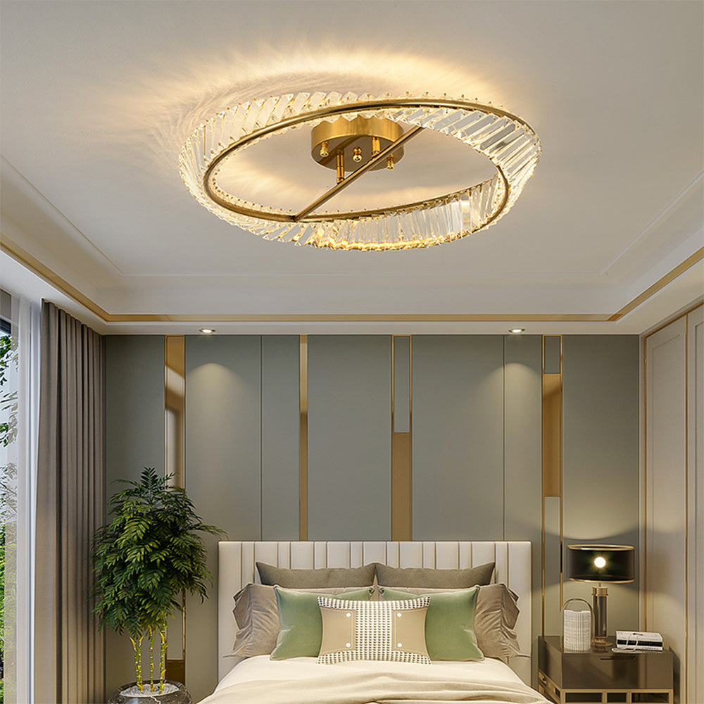 Crystal LED Round Ceiling Light | 15.8 or 19.69 in | Elegant Crystal and Stainless Steel Fixture | Soft Balanced Glow | Brick by Brick