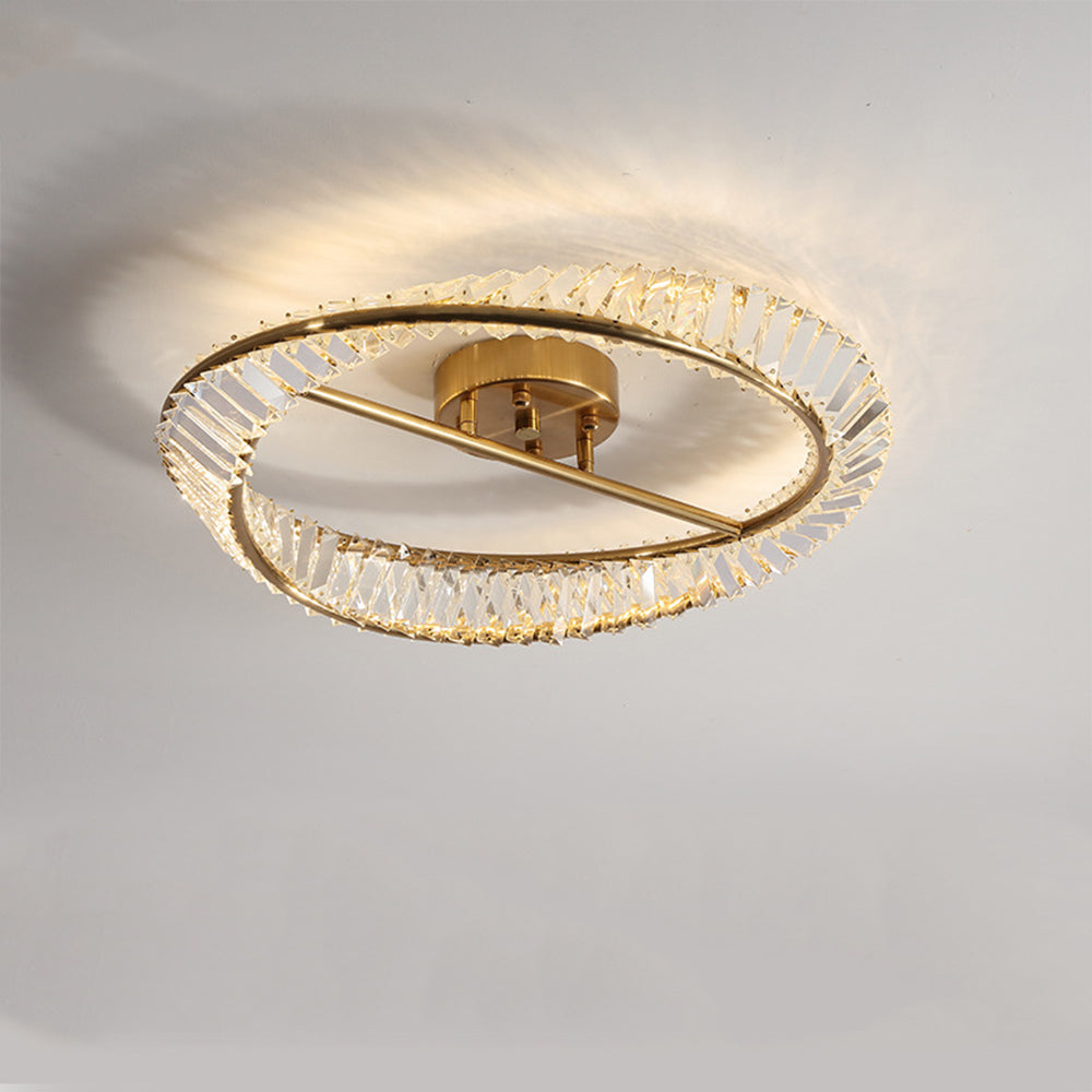 Crystal LED Round Ceiling Light | 15.8 or 19.69 in | Elegant Crystal and Stainless Steel Fixture | Soft Balanced Glow | Brick by Brick