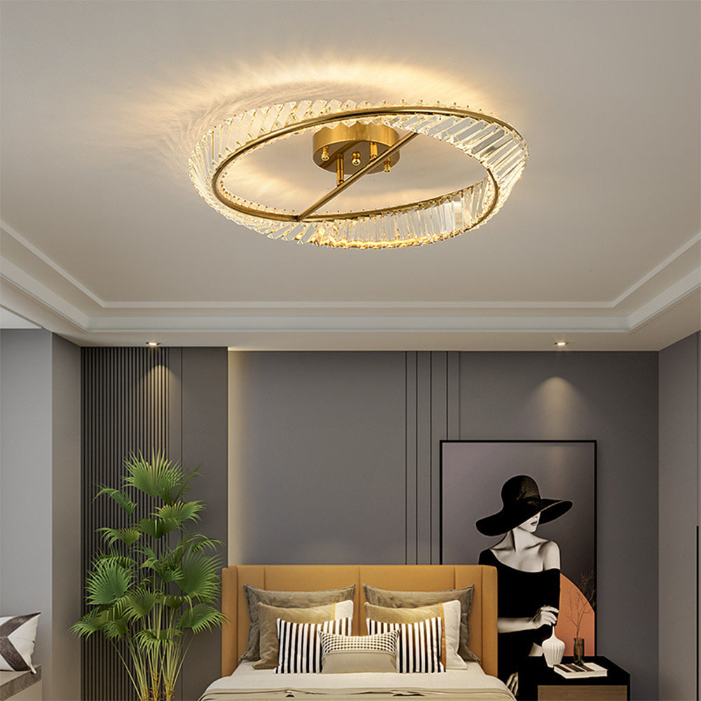 Crystal LED Round Ceiling Light | 15.8 or 19.69 in | Elegant Crystal and Stainless Steel Fixture | Soft Balanced Glow | Brick by Brick