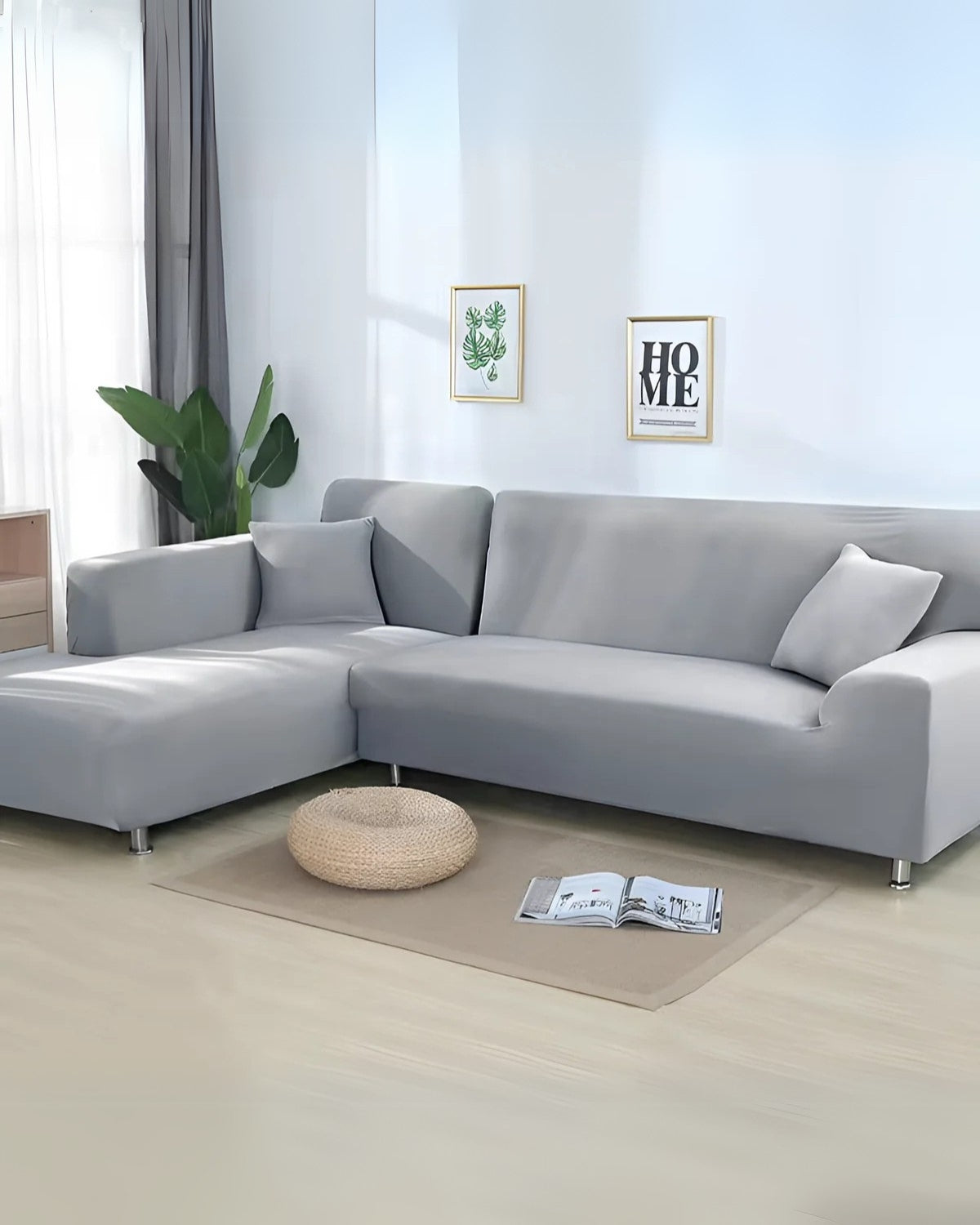 Elastic Sofa Slipcover | Corner, L-Shaped, U-Shaped | Soft Polyester Spandex | Durable Washable Cover | Brick by Brick