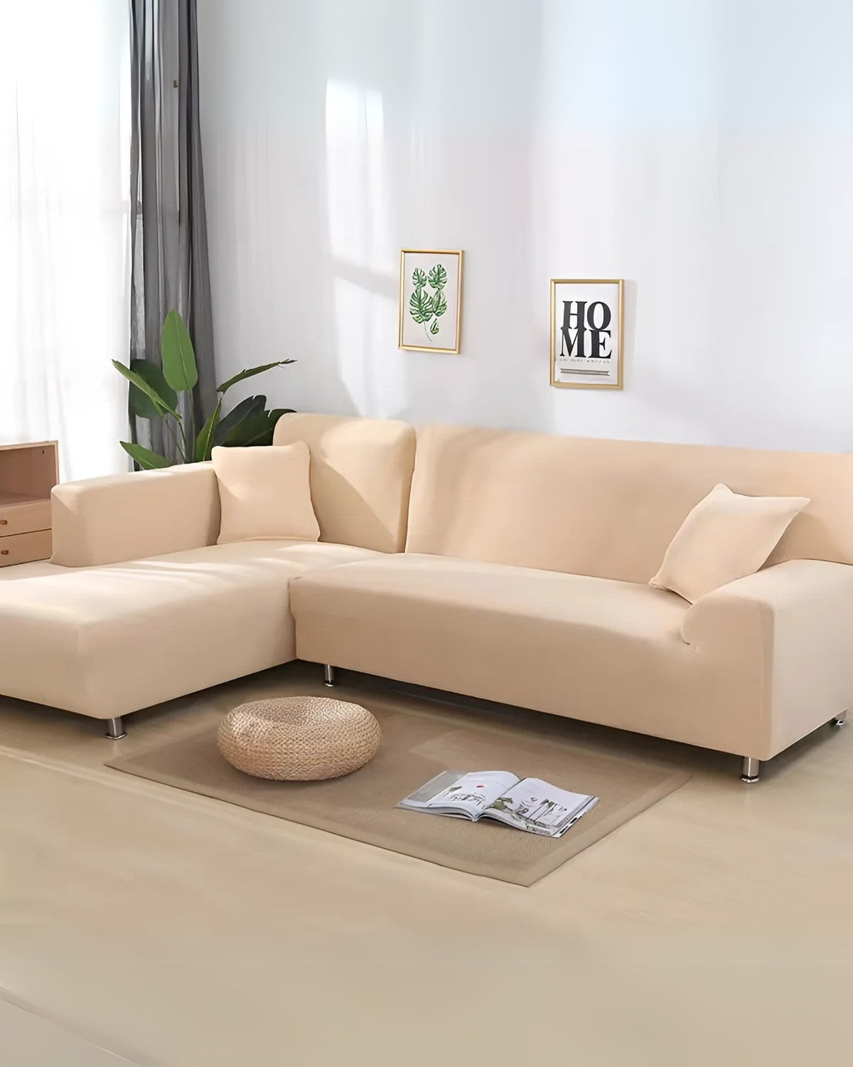 Elastic Sofa Slipcover | Corner, L-Shaped, U-Shaped | Soft Polyester Spandex | Durable Washable Cover | Brick by Brick