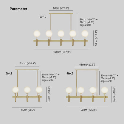 Ball Glass & Metal Pendant Light | Gold & White Finish | 6/8/10-Light Systems | Brick by Brick