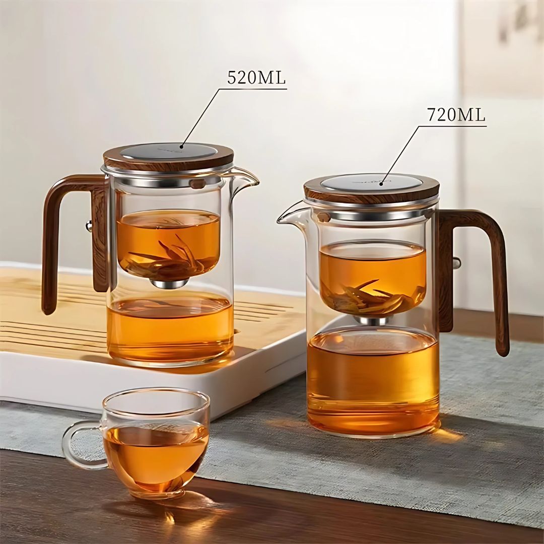 Magnetic Filtration Teapot | 520 or 720 ml | Glass Teapot | Stainless Steel Filter | Walnut Handle | Brick by Brick