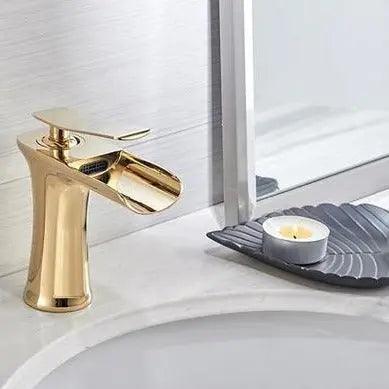 Contemporary Gold Bathroom Faucet | 6.1 in | Single Lever Basin Mixer | Solid Brass | Brick by Brick