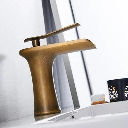 Contemporary Gold Bathroom Faucet | 6.1 in | Single Lever Basin Mixer | Solid Brass | Brick by Brick