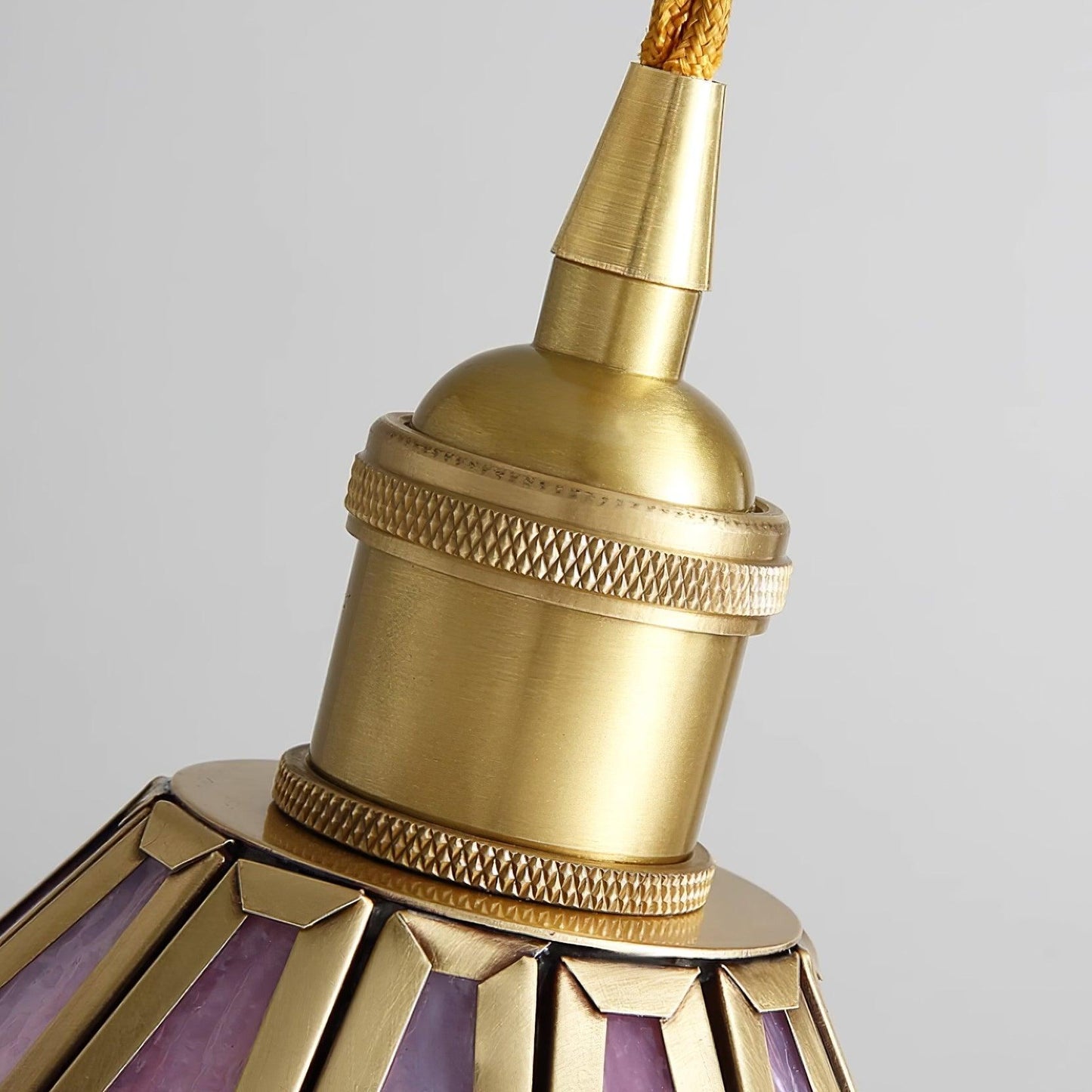 Pink Stained Glass Pendant Light | D 8.6 or 10.6 in | Pink Glass Shade & Brass Finish | Indoor Ceiling Lighting | Brick by Brick