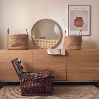 Mitsuru Round Mirror | 24 Wall Decor | Natural Wood & Rattan Inlay | Versatile Home Accent | Brick by Brick London 3