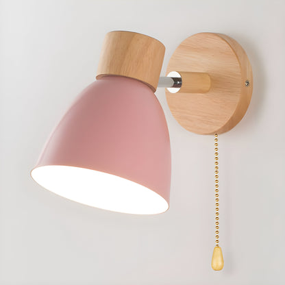 Nordic Wooden Wall Lamp | Compact E27 Light with Switch | Natural Wood