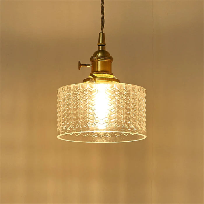 Cylinder Glass Pendant Light | Vintage Elegance | Adjustable Height 59" | Warm Glow for Modern Homes | Brick by Brick