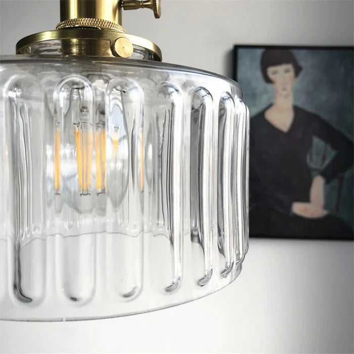 Cylinder Glass Pendant Light | Vintage Elegance | Adjustable Height 59" | Warm Glow for Modern Homes | Brick by Brick