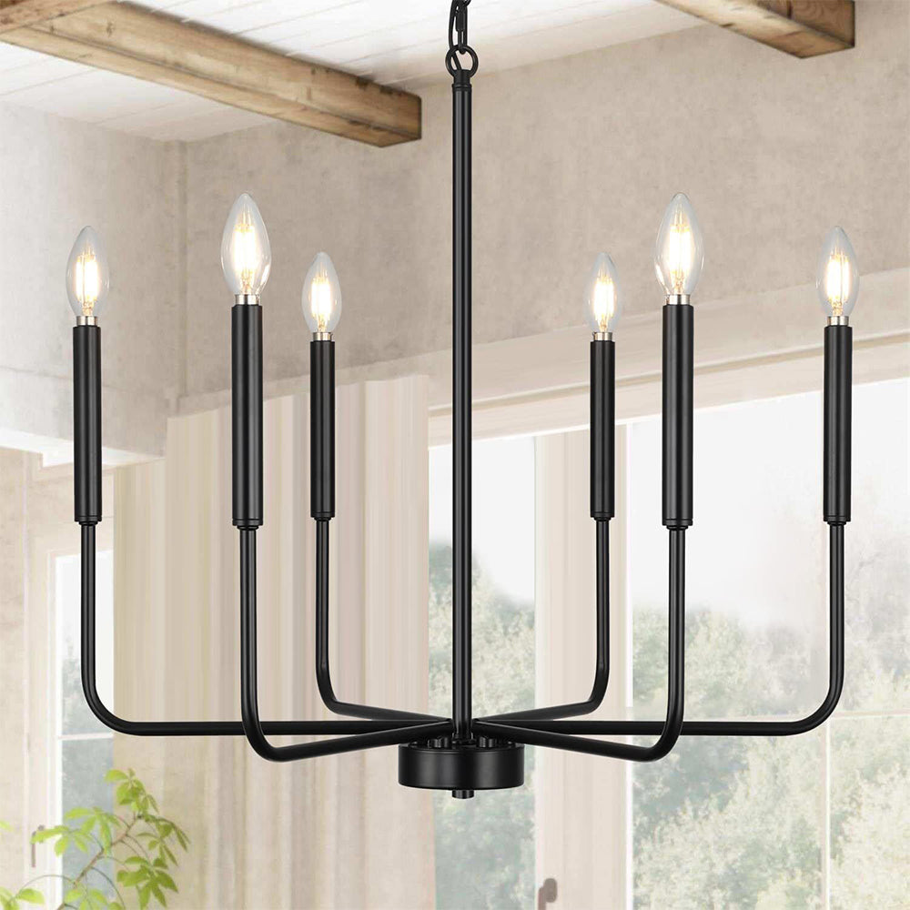 Modern Industrial Iron Chandelier | 6/8 Bulb Geometric Ceiling Light in Black or Gold | Brick by Brick