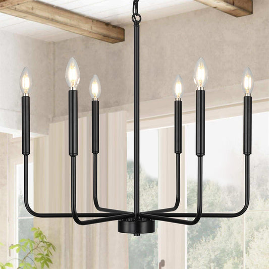 Modern Industrial Iron Chandelier | 6/8 Bulb Geometric Ceiling Light in Black or Gold | Brick by Brick