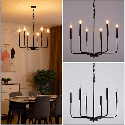 Modern Industrial Iron Chandelier | 6/8 Bulb Geometric Ceiling Light in Black or Gold | Brick by Brick