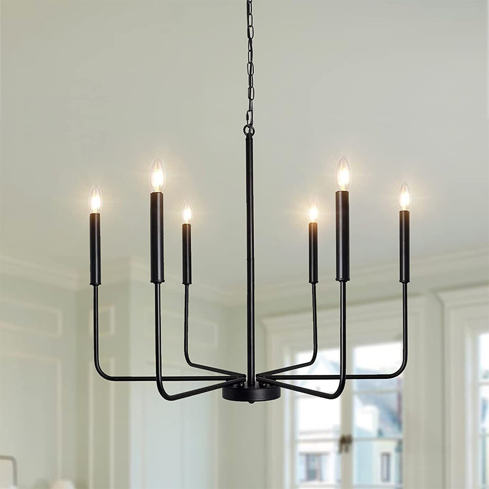 Modern Industrial Iron Chandelier | 6/8 Bulb Geometric Ceiling Light in Black or Gold | Brick by Brick