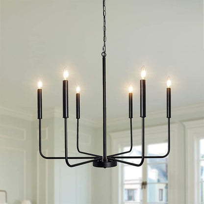 Modern Industrial Iron Chandelier | 6/8 Bulb Geometric Ceiling Light in Black or Gold | Brick by Brick