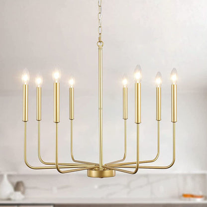Modern Industrial Iron Chandelier | 6/8 Bulb Geometric Ceiling Light in Black or Gold | Brick by Brick