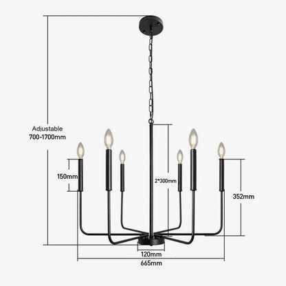 Modern Industrial Iron Chandelier | 6/8 Bulb Geometric Ceiling Light in Black or Gold | Brick by Brick