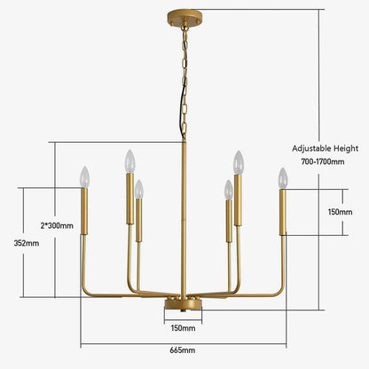 Modern Industrial Iron Chandelier | 6/8 Bulb Geometric Ceiling Light in Black or Gold | Brick by Brick