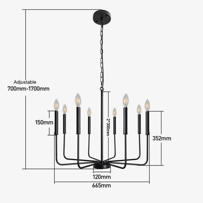 Modern Industrial Iron Chandelier | 6/8 Bulb Geometric Ceiling Light in Black or Gold | Brick by Brick