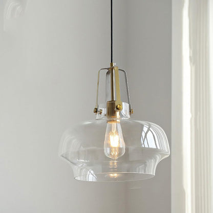 Modern Glass Pendant Light | 13.8 x 14.6 in | Unique Shaped Glass Shade | E27 Bulb | Adjustable Cord | Brick by Brick
