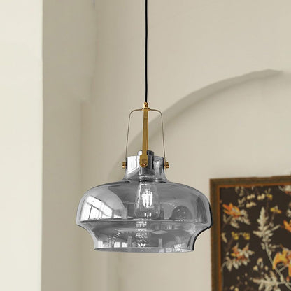 Modern Glass Pendant Light | 13.8 x 14.6 in | Unique Shaped Glass Shade | E27 Bulb | Adjustable Cord | Brick by Brick