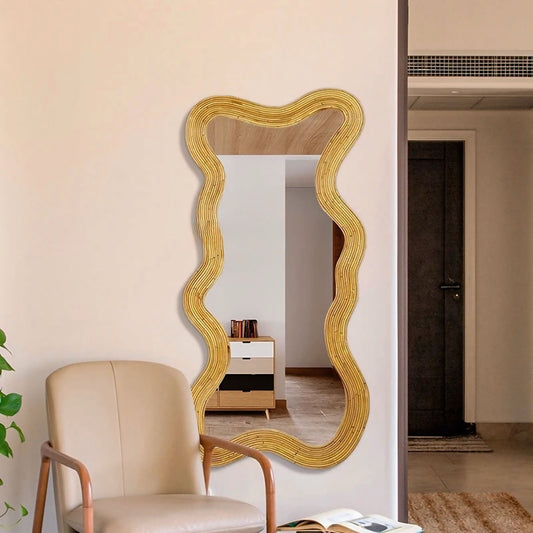Moniwa Round Mirror 30 | Modern Wall Decor | Gold Finish Undulating Frame | Brick by Brick London 0