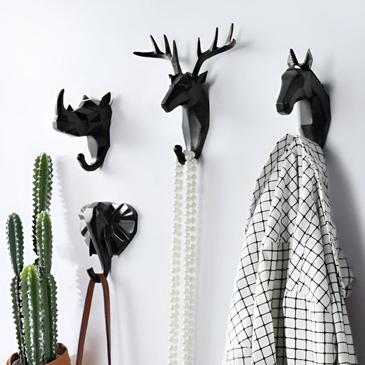 Resin Animal Wall Hook | Deer/Elephant/Unicorn | Onyx/Gold/Ivory | Durable & Decorative | Brick by Brick