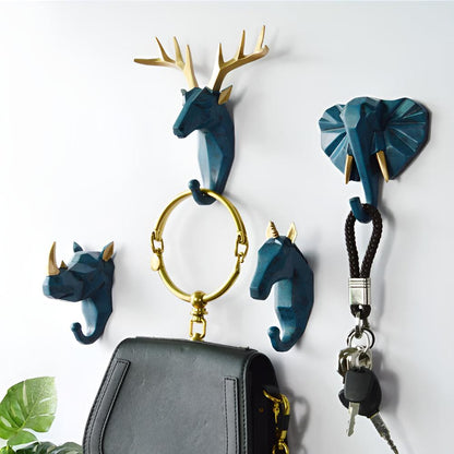 Resin Animal Wall Hook | Deer/Elephant/Unicorn | Onyx/Gold/Ivory | Durable & Decorative | Brick by Brick