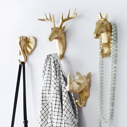 Resin Animal Wall Hook | Deer/Elephant/Unicorn | Onyx/Gold/Ivory | Durable & Decorative | Brick by Brick