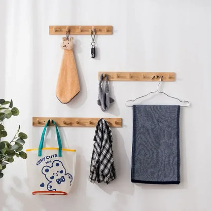 Bamboo Wall Coat Rack | Hooks for Coats and Keys | Eco-Friendly Entryway Organizer | Brick by Brick