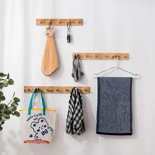 Bamboo Wall Coat Rack | Hooks for Coats and Keys | Eco-Friendly Entryway Organizer | Brick by Brick