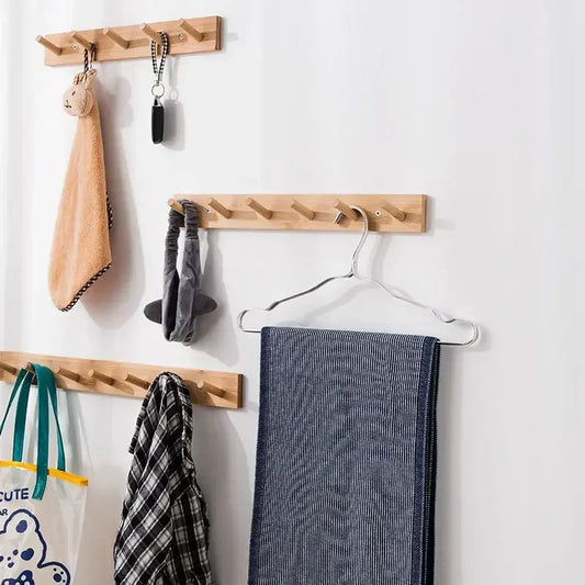 Bamboo Wall Coat Rack | Hooks for Coats and Keys | Eco-Friendly Entryway Organizer | Brick by Brick