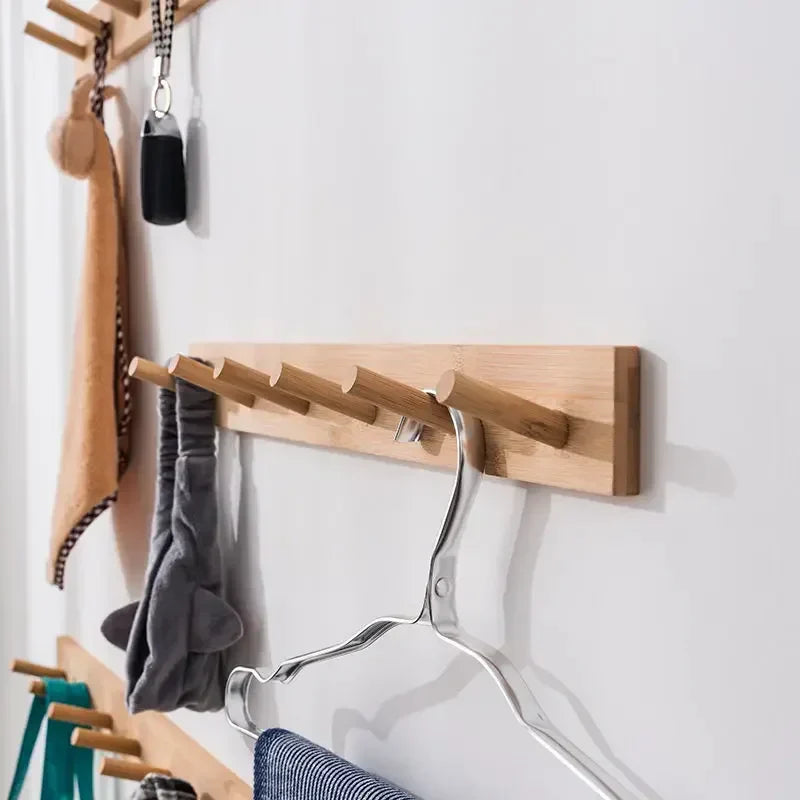 Bamboo Wall Coat Rack | Hooks for Coats and Keys | Eco-Friendly Entryway Organizer | Brick by Brick