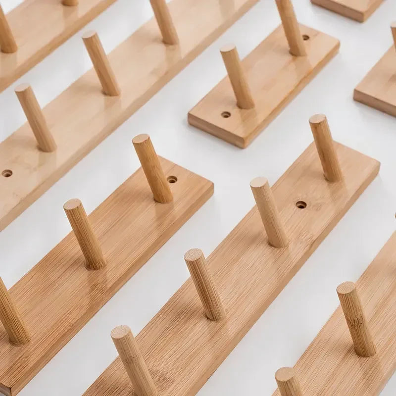Bamboo Wall Coat Rack | Hooks for Coats and Keys | Eco-Friendly Entryway Organizer | Brick by Brick