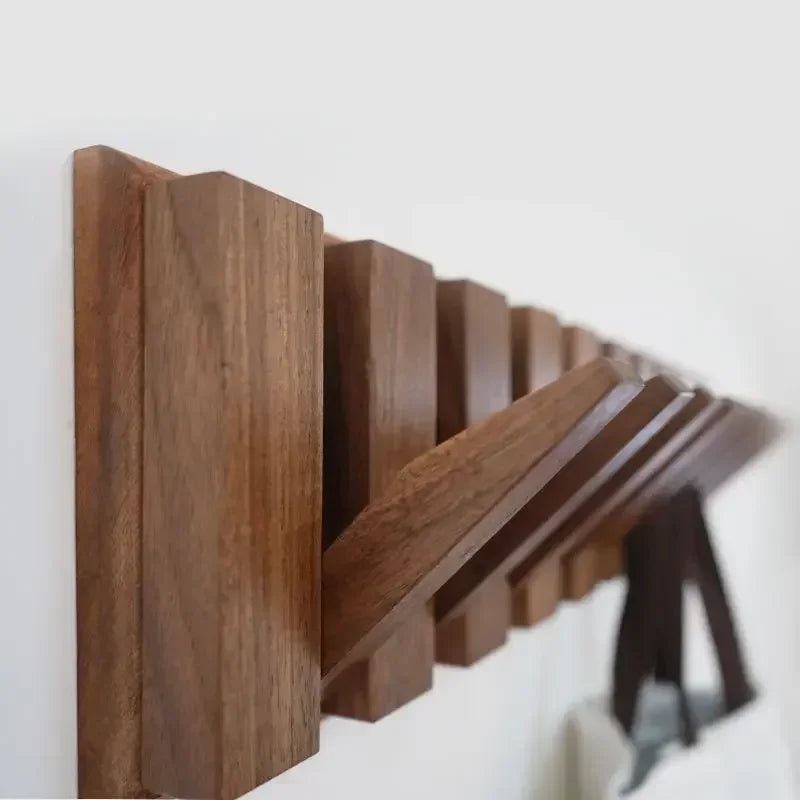 Wall-Mounted Coat Rack | Solid Wood No-Drill Organizer | Space-Saving Entryway Hooks | Brick by Brick
