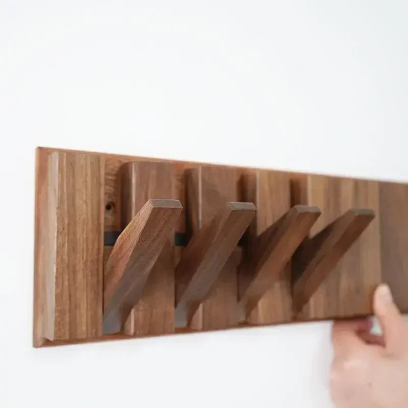 Wall-Mounted Coat Rack | Solid Wood No-Drill Organizer | Space-Saving Entryway Hooks | Brick by Brick