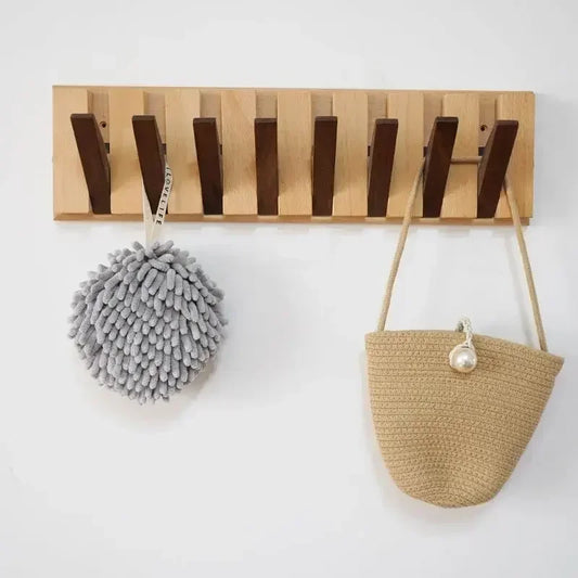 Wall-Mounted Coat Rack | Solid Wood No-Drill Organizer | Space-Saving Entryway Hooks | Brick by Brick