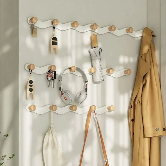 Wave Wall Hook | 11.8 x 2 in | No-Drill Adhesive Coat Rack | Modern Space-Saving Organizer | Brick by Brick
