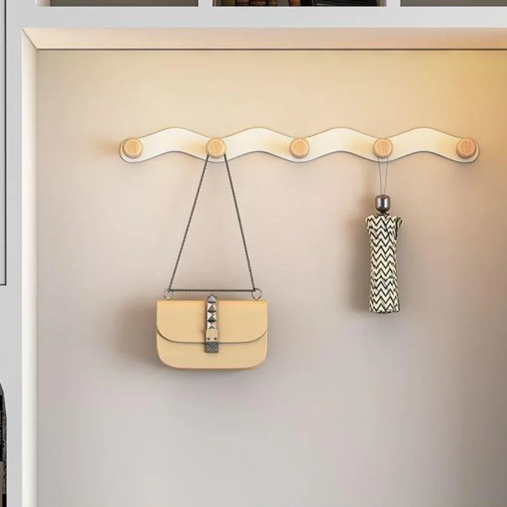 Adhesive Wall Coat Rack | Wave Design | 4–6 Hooks | ABS Plastic Black/White | Brick by Brick