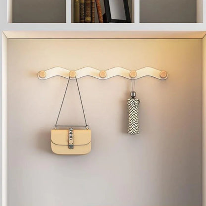 Adhesive Wall Coat Rack | Wave Design | 4–6 Hooks | ABS Plastic Black/White | Brick by Brick