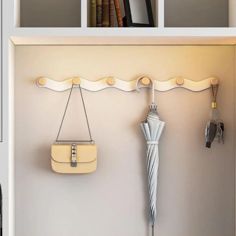 Adhesive Wall Coat Rack | Wave Design | 4–6 Hooks | ABS Plastic Black/White | Brick by Brick