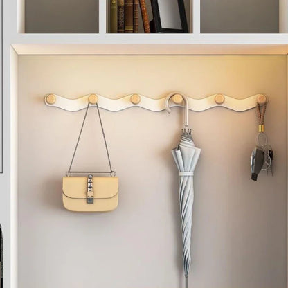 Adhesive Wall Coat Rack | Wave Design | 4–6 Hooks | ABS Plastic Black/White | Brick by Brick