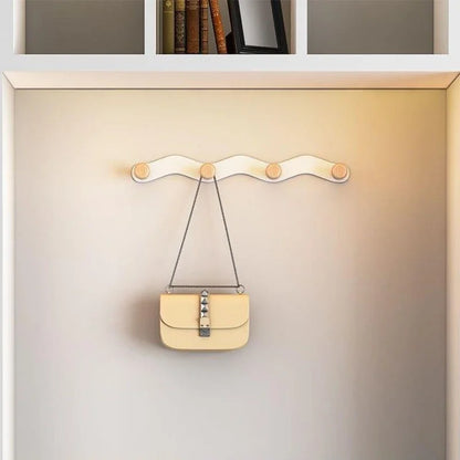 Adhesive Wall Coat Rack | Wave Design | 4–6 Hooks | ABS Plastic Black/White | Brick by Brick