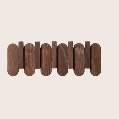 Walnut Wall Coat Rack | 9.45-19.69 x 5.12 in | Wooden Entryway Organizer | Space-Saving Storage Hooks | Brick by Brick