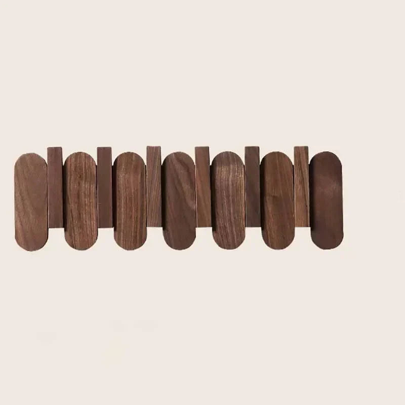 Walnut Wall Coat Rack | 9.45-19.69 x 5.12 in | Wooden Entryway Organizer | Space-Saving Storage Hooks | Brick by Brick