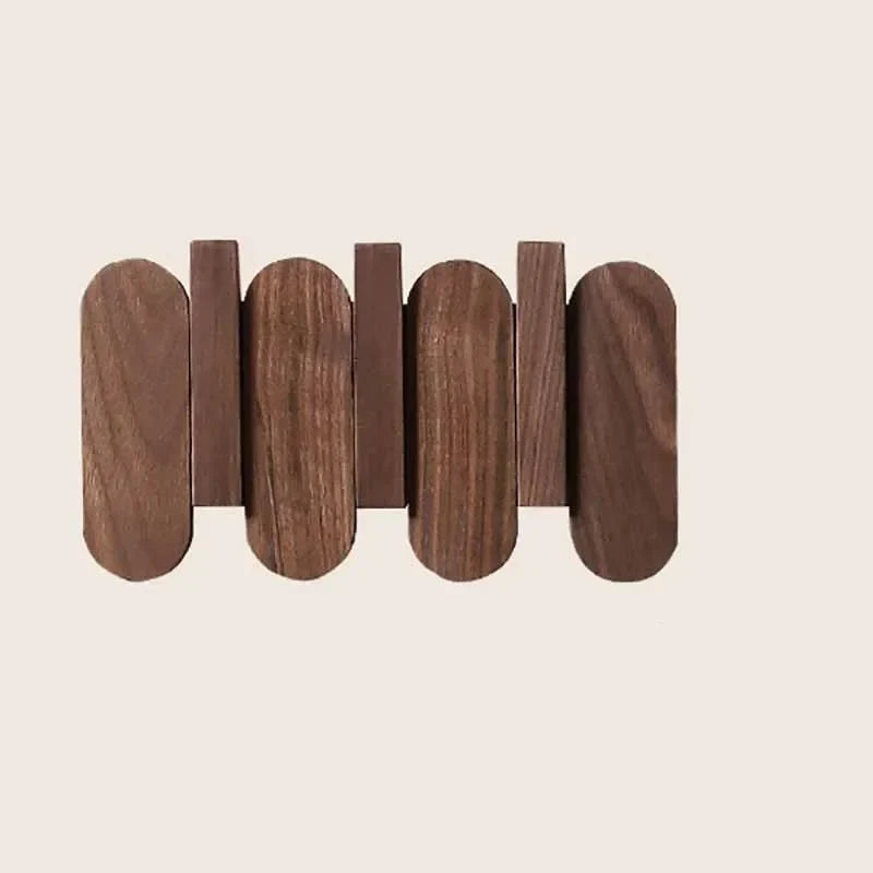 Walnut Wall Coat Rack | 9.45-19.69 x 5.12 in | Wooden Entryway Organizer | Space-Saving Storage Hooks | Brick by Brick