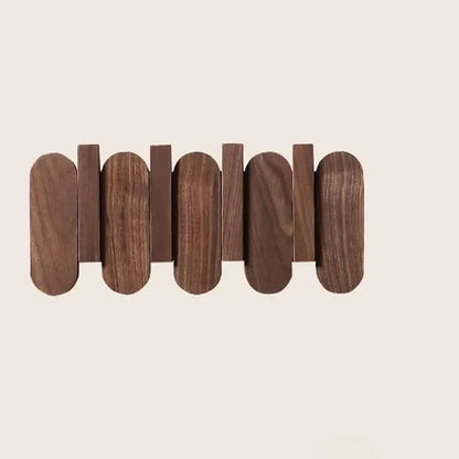 Walnut Wall Coat Rack | 9.45-19.69 x 5.12 in | Wooden Entryway Organizer | Space-Saving Storage Hooks | Brick by Brick