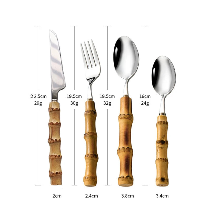Nakuti Bamboo Cutlery Set | Elegant Dining Utensils | Stainless Steel | Perfect for Casual & Special Occasions | Brick by Brick London 4