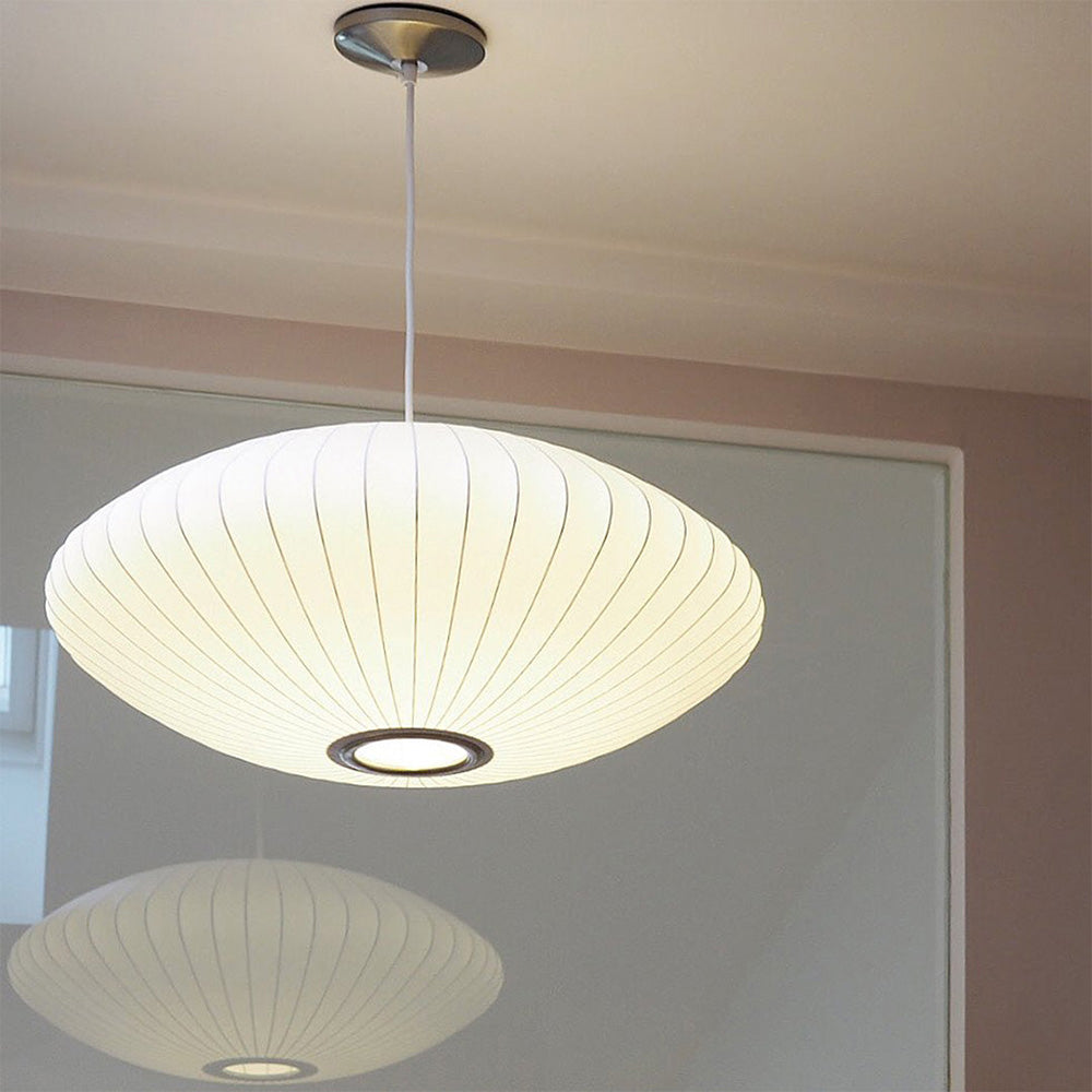 Scandinavian Pendant Light | Minimalist White Saucer Shade | Cozy Indoor Lighting | Brick by Brick