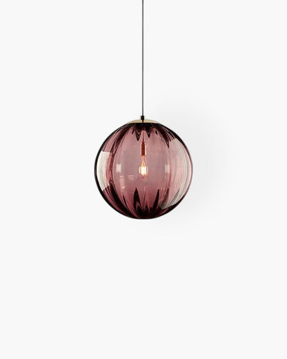 Hanging Pendant Lamp | Amber Glass Globe | Retro Modern Ceiling Light | Adjustable Cable Fixture | Brick By Brick